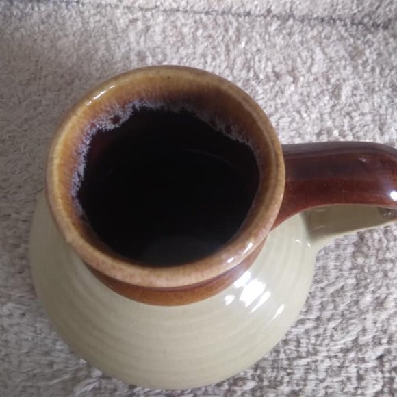 Art Pottery Ceramic Cream Brown Mug w/Padded Bottom - Picture 2 of 4